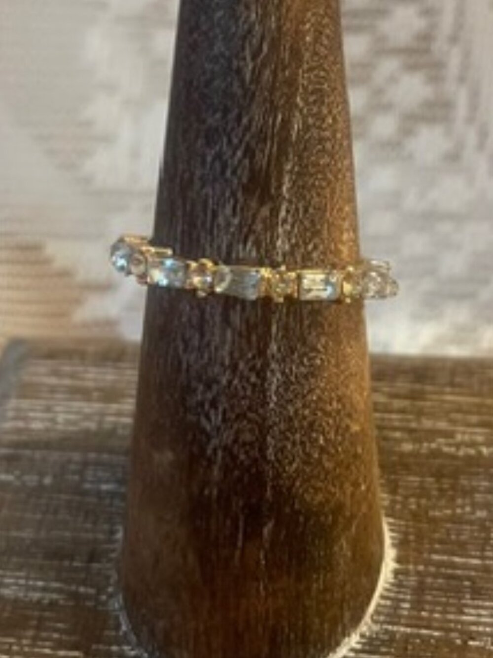 Dainty Gold Tone Baguette Crystal Band Ring